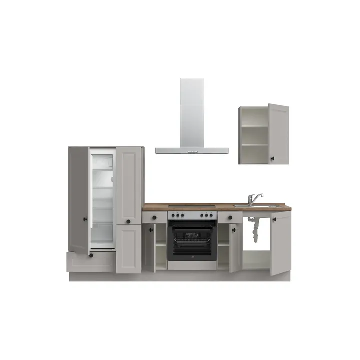 DYK360 Küche Oslo L3, Breite 270cm (180cm + 60cm + 30cm), vormontiert, nobilia mit E-Geräten 3
