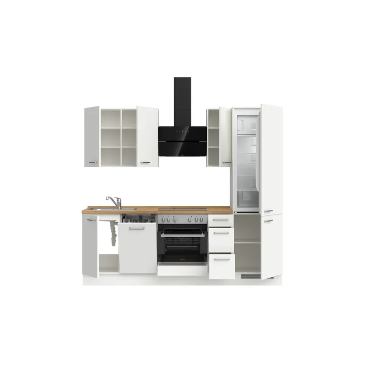 DYK360 Küche Esbjerg H2, Breite 240cm, vormontiert, nobilia elements Eiche Sierra Ausrichtung Rechts mit E-Geräten 3
