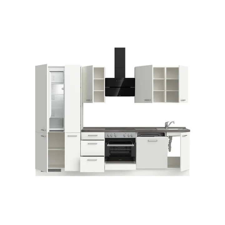 DYK360 Küche Esbjerg H7, Breite 300cm, vormontiert, nobilia elements Beton Schiefergrau Ausrichtung Links ohne E-Geräte 3