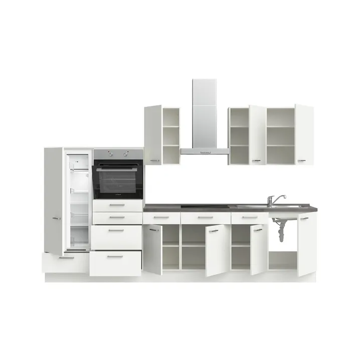 DYK360 Küche Esbjerg L8, Breite 330cm, vormontiert, nobilia elements Beton Schiefergrau Ausrichtung Links ohne E-Geräte 3