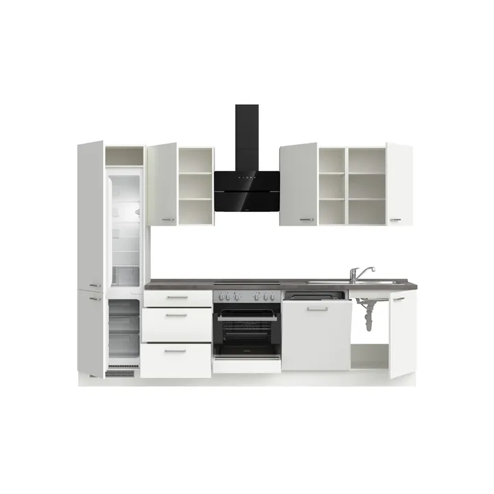 DYK360 Küche Esbjerg H10, Breite 300cm, vormontiert, nobilia elements Beton Schiefergrau Ausrichtung Links ohne E-Geräte 3