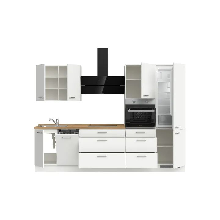 DYK360 Küche Esbjerg H4, Breite 300cm, vormontiert, nobilia elements Eiche Sierra Ausrichtung Rechts mit E-Geräten 3