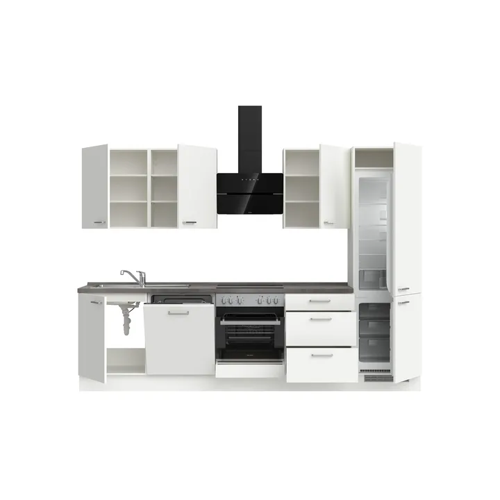 DYK360 Küche Esbjerg H10, Breite 300cm, vormontiert, nobilia elements Beton Schiefergrau Ausrichtung Rechts mit E-Geräten 3