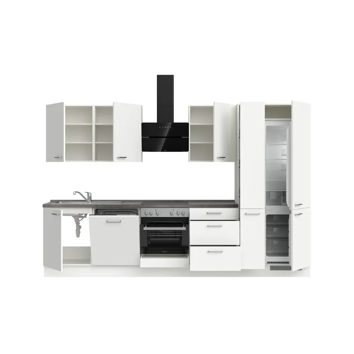 DYK360 Küche Esbjerg H11, Breite 330cm, vormontiert, nobilia elements Beton Schiefergrau Ausrichtung Rechts mit E-Geräten 3