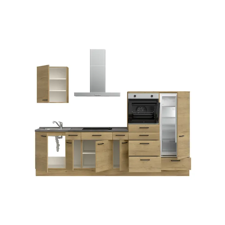 DYK360 Küche Oslo L4, Breite 300cm (180cm + 60cm + 60cm), vormontiert, nobilia mit E-Geräten 3